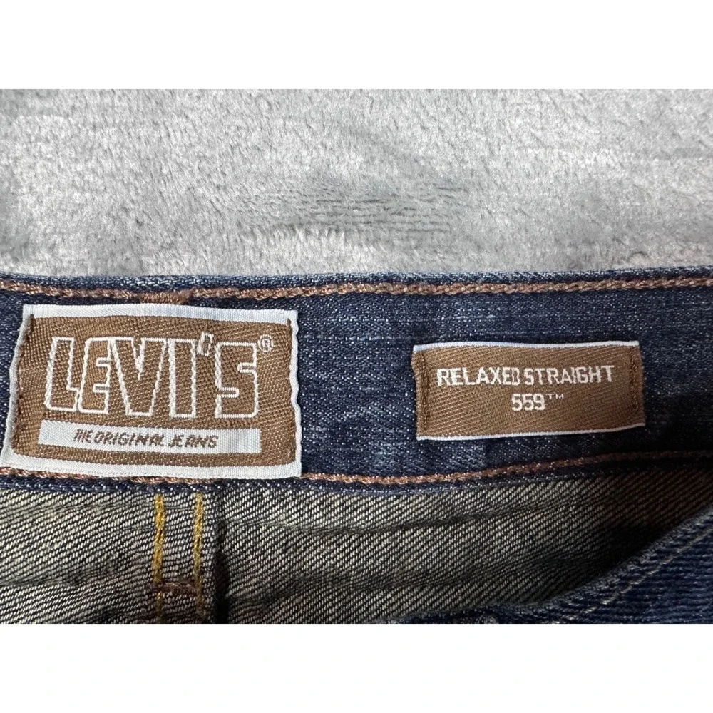Levis 559 Relaxed Straight Jeans Mens 34x32 Dark Wash Blue Denim 100% Cotton